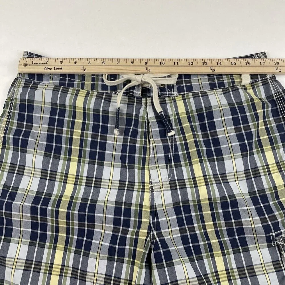 Nautica Boardshorts Swim Trunks Adult Mens 34 Blue Yellow Plaid Bathing Suit
